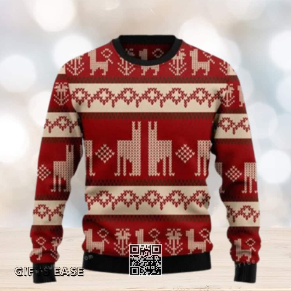 Red Llama Ugly Christmas Sweater Winter Gift