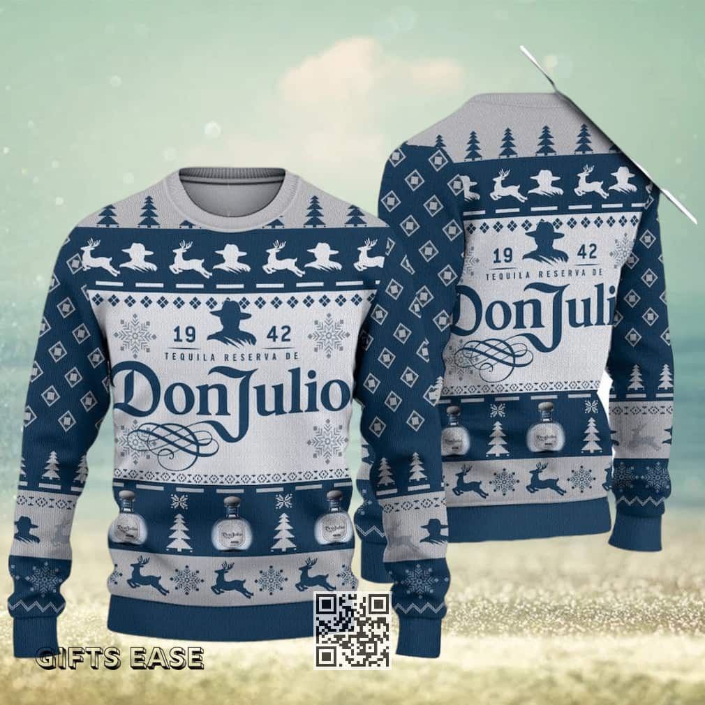 Blue Don Julio Tequila Ugly Christmas Sweater Reindeer