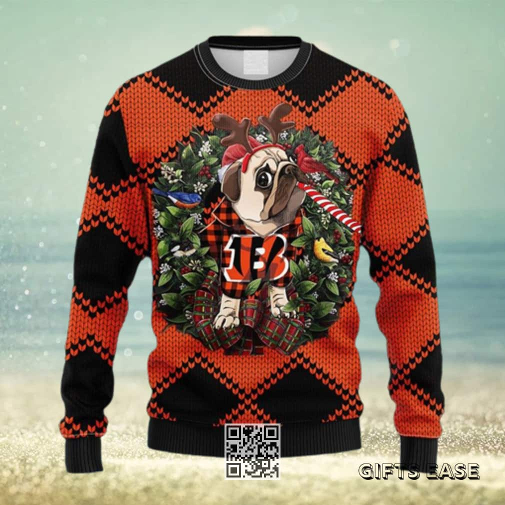 NFL Cincinnati Bengals Ugly Christmas Sweater Pub Dog